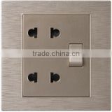 Top quality 2 gang 2 pole socket with switch with CE,CB,ROHS,SASO cetification