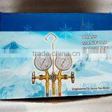 Brass Manifold Gauge Set With Charging Hose, Shock-Proof, Brass Valve Body thumbnail-4