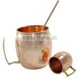 MOSCOW MULE MUGS With Straw/ Copper Mug With Copper Straw/ SOLID COPPER MUGS MANUFACTURER INDIA thumbnail-2