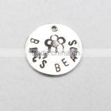 Round Silver Logo Engraved Metal Charms, Custom Design Circle Pendants thumbnail-1