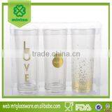 2016 Newest Machine Made Water Glass Clear Golden Decal With PVC thumbnail-1