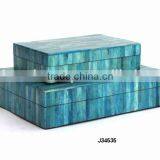 Blue Coloured Bone Mosaic Wooden Box Available in All Sizes and Colours thumbnail-1