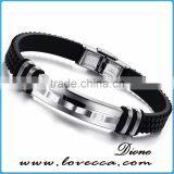 Charm Rubber Silicone Chain Gold Cross Wristband Bracelet for Mens With Stainless Steel Buckle thumbnail-3