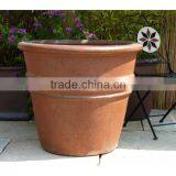Large Dark Clay Planter With Rings. Set of 4. thumbnail-1
