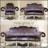 MS-1406-02 American Style Furniture Sofa Set in Silver Finish With Purple Fabric thumbnail-2