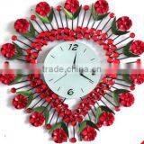 Red Flower Metal Heart Wall Digital Clock thumbnail-2