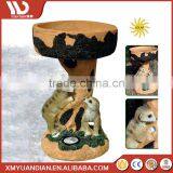 Resin Craft Owl Ornament Outdoor Solar Garden Light With Bird Bath thumbnail-2