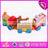 Kid's Intelligence Wooden Pull Along Train Toy With Animal Blocks W05C019 thumbnail-3