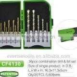 16pcs Masonry Drill and Twist Drill Bit Set in Plastic Case