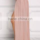 Blush Ruched New Arrive Boho High Slit Maxi Skirts Long thumbnail-4