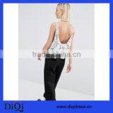 Oil Print Scoop Back Drop Womens Blank Dropped Armhole Tanks thumbnail-1