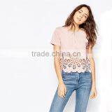 Girls Floral Cutwork and Embroidered Hem t Shirts thumbnail-1