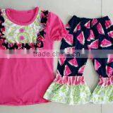 Summer Girls Sets New Arrivals 2016 Little Girls Boutique Remake Clothing Set Girls Cute Stripes and Greenshorts Ruffle Sets thumbnail-5