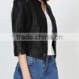 Runwaylover EY1001C Fashion Slim Fit Short pu Jacket Leather Jacket Women thumbnail-3