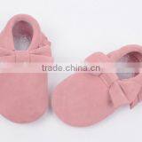 Classic Design 100% Suede Baby Moccasins With Bow, Bow Moccains for Baby thumbnail-3
