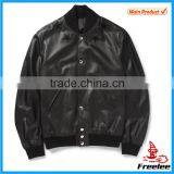Wholesale Blank Leather Baseball Bomber Jacket thumbnail-1