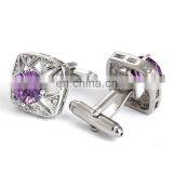 Mens Shirt Cufflinks Purple Crystal Wedding Cufflinks thumbnail-3