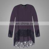 2017 New Fashion Silk Satin Material Women Long Sleeve Blouse Islamic O Neck Tunic With Black Lace Casual Muslim Top thumbnail-5