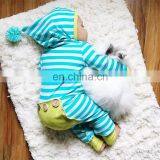 Newborn Cute Striped Rompers Baby Boys Girls Hooded Romper Jumpsuit thumbnail-1