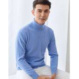 Blue Color Soft Turtleneck Cashmere Sweater for Mens Pure Cashmere Sweater Loose Style Pullover