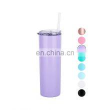 Stainless Steel Total Straight, White Diy Printing Heat Press Skinny 20oz Sublimation Blanks Tumbler With Silicone Gasket/ thumbnail-3