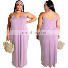 Wholesale Custom European and American Plus Size Women's Summer Hot Style Solid Color Shoulder Strap Dress thumbnail-3