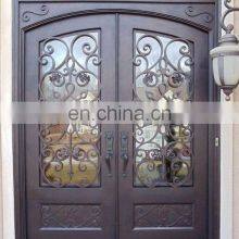 Customized Villa Popular Grill Designs Durable Profile Front Wrought Iron Double Door thumbnail-5