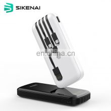 Sikenai 10000 mah Battery Portable With Cable LED Digital Display 4 USB Port of Power Bank for iphone Xiaomi