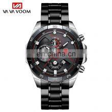VA VA Voom 2162 Military Male Japanese Quartz Custom Logo Watch Leather Week Display Mens Wristwatch Luxury Watch