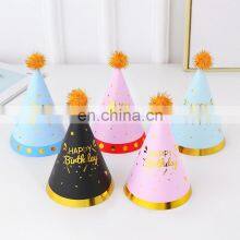 Good Quality Birthday Hat Crown Flurry Ball Happy Birthday Pattern Party Decorations Supplies Party Paper Hat thumbnail-2