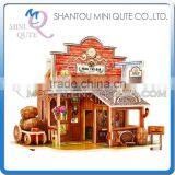 Mini Qute 3D Wooden Puzzle American western Bar architecture famous building Adult kids model educational toy gift NO.F138