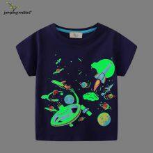 New Design Wholesale Promotional Children Kids Apparel Fashion Tops Dinosaur Luminous Printing Cotton Boys T-shirts thumbnail-4
