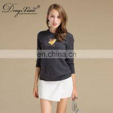 Jacquard Pattern 100% Cashmere Crew Neck Women's Winter Warm Sweater Knitted Patchwork Style With OEM Service thumbnail-6
