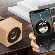 Mini Bamboo Wooden Speaker Square Wireless Rechargeable bt Bluetooth Speaker Smart Phone Compatible Stereo Speaker thumbnail-1