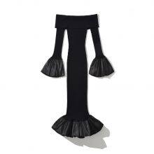 2025 New Fashionable Elegant Women's Off-Shoulder Slim-Fit Patchwork Dress Wholesale