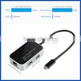 Multifunction 5-in-1 USB Type C Female to 2 Ports USB 3.0 Hub With TF/SD Card Reader + RJ45 10/100/1000Mbps Gigabit Lan Adapter