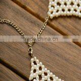 2016 Fine Jewelry Gold Bib Necklace With Pearl, Artificial Pear Statement Necklace, Simulated Pearl Pendant Necklace for Lady thumbnail-5