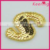 100% Handwork Letter Patch in Gold Sequins for May WRAB-032 thumbnail-1
