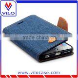Color Combo Buckle Jean Materail Leather Case Cover for Iphone 6 thumbnail-6