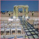 Acrylic glass portable wedding stage decoration with flower pillars