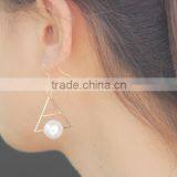 Generous Artifical Pearl on Triangle Stud Earrings thumbnail-5