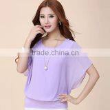2014 New Women Blouse Design Models Chiffon Blouse Express Short Sleeve Chiffon Blouse thumbnail-3