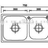 Top-Mount / Drop In Stainless Steel Double Bowl Kitchen Sink UC02 thumbnail-2