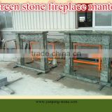 green stone fireplace mantel