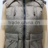 Lady's Sleeveless Fashion Outdoor Down Vest Jacket With Hood