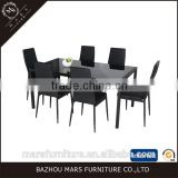 bazhou furniture factory wholesale modern glass dining set glass top 6 chair