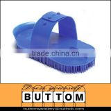 Horse curry brush Plastic horse curry brush with hand strap,12.8*6cm,blue