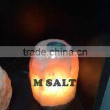 Naturally Shaped Himalayan Rock Salt Lamp With Wooden Base thumbnail-1