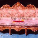 Soild Wood Carved Sofa, Solid Wood Sofa, Wood Frame Sofa, Indian Carved Sofa thumbnail-1