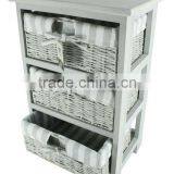 Foldable Wooden Storage Chest With Wicker Drawer thumbnail-1